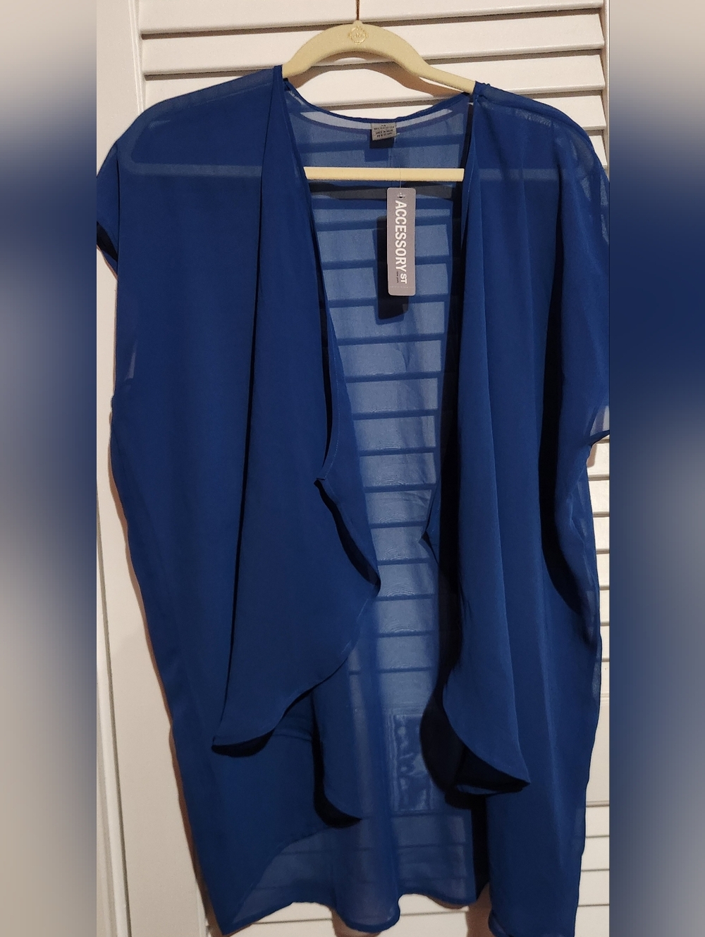Sheer Royal Blue Open Front Drape Cardigan